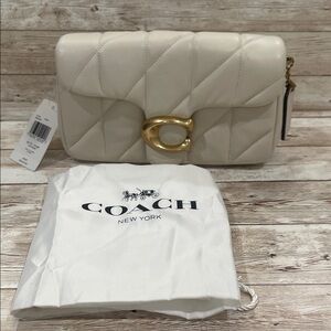 Coach Cream Quilted Clutch with Gold Hardware